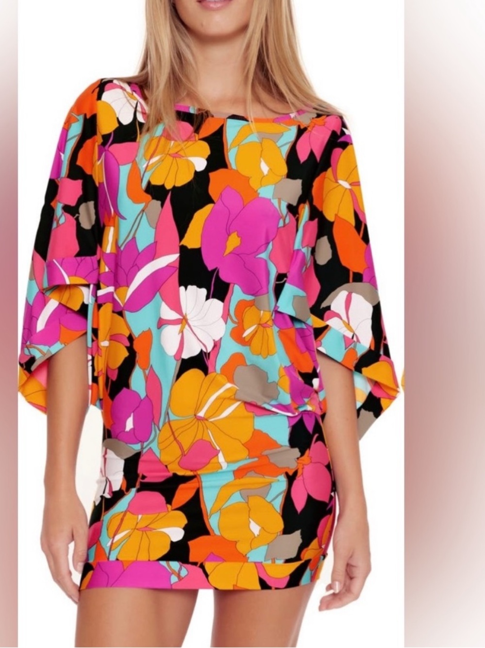 Trina Turk Gemini Swim Tunic - Pink/Orange/Black/Teal/White
